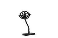 Ornament op voet papaver 28x8,5x45 cm zwart