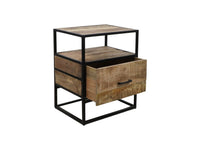 Nachtkastje - 45x35x55 - Bruin/zwart - Mangohout/Metaal