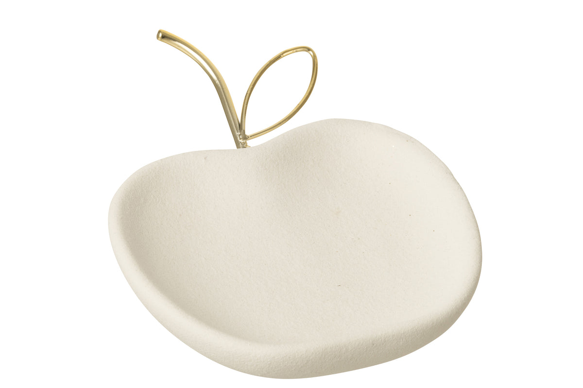 Plate Deco Apple Porcelain White/Gold Colored