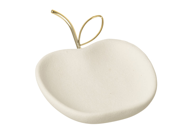 Plate Deco Apple Porcelain White/Gold Colored