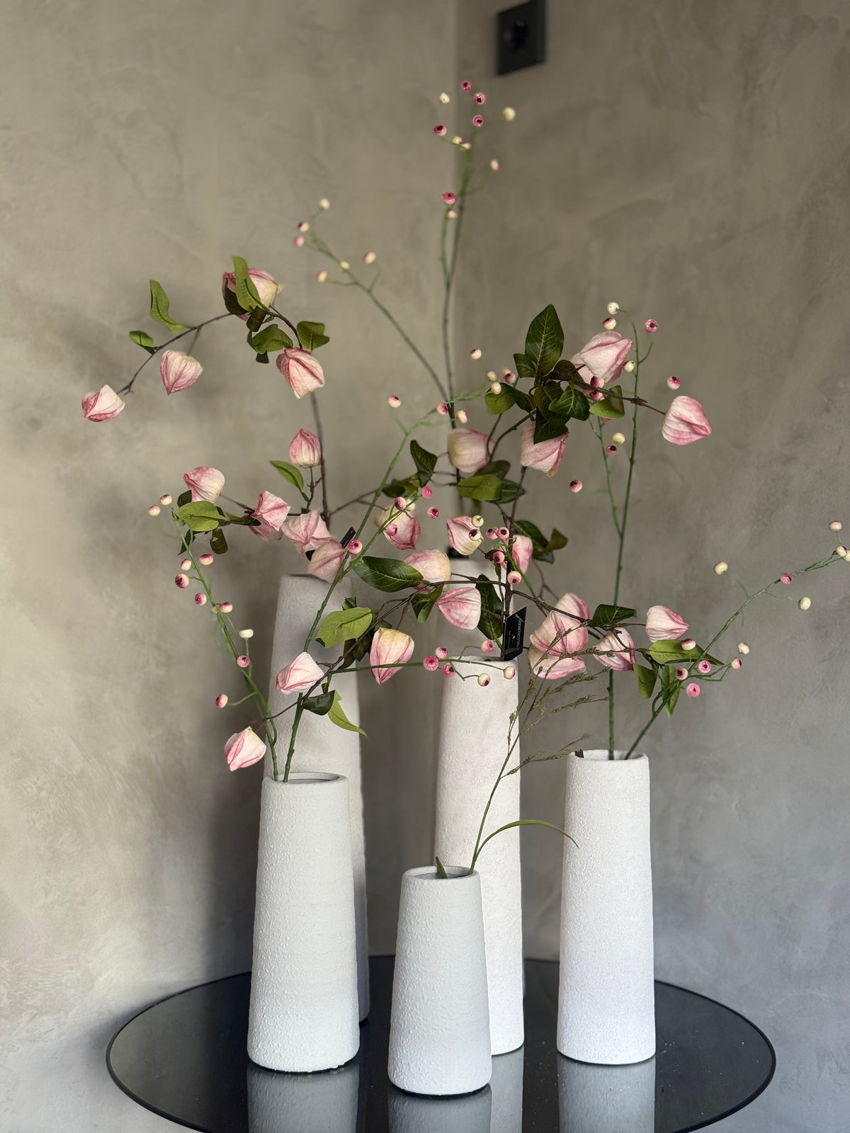 Kunst bloem Physalis miranda roze-L20B20H94CM