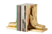 S/2 Bookend Hands Poly Gold