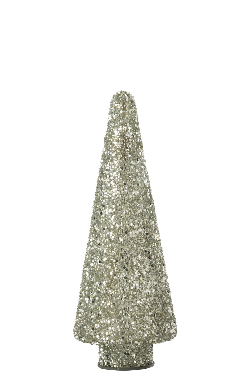 Xmas Tree Glitter Glass Silver Small