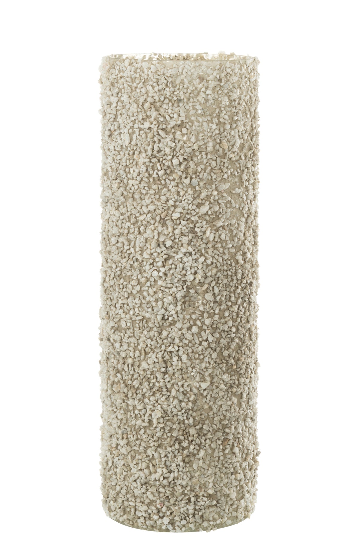 Candleholder Rock Glass/St White Extra Large