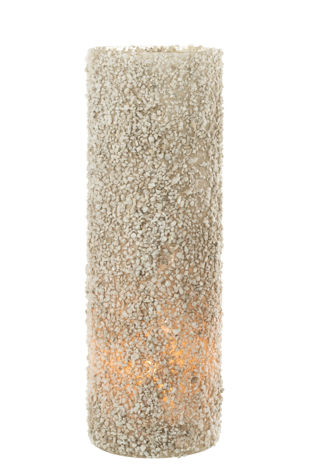 Candleholder Rock Glass/St White Extra Large