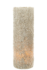 Candleholder Rock Glass/St White Extra Large