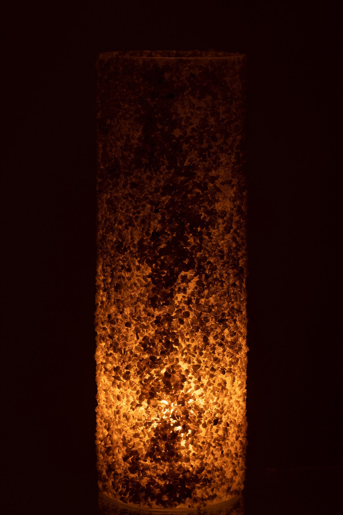 Candleholder Rock Glass/St White Extra Large