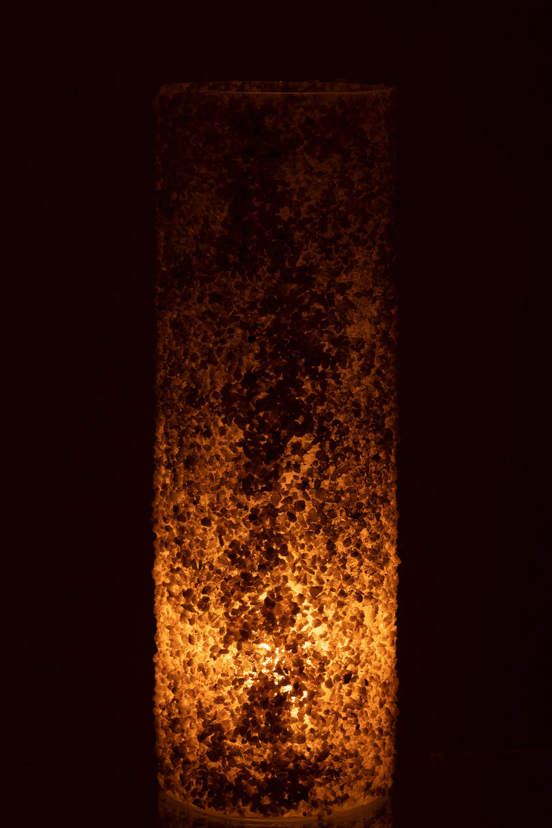 Candleholder Rock Glass/St White Extra Large