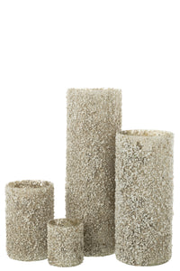 Candleholder Rock Glass/St White Extra Large