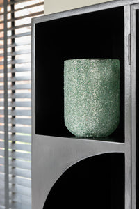 Candleholder Fore Glass Grn Medium