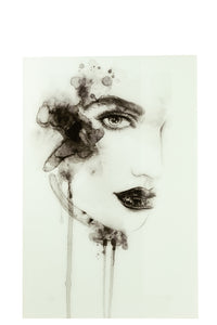 Wall Decoration Aquarel Glass/Paper White/Black