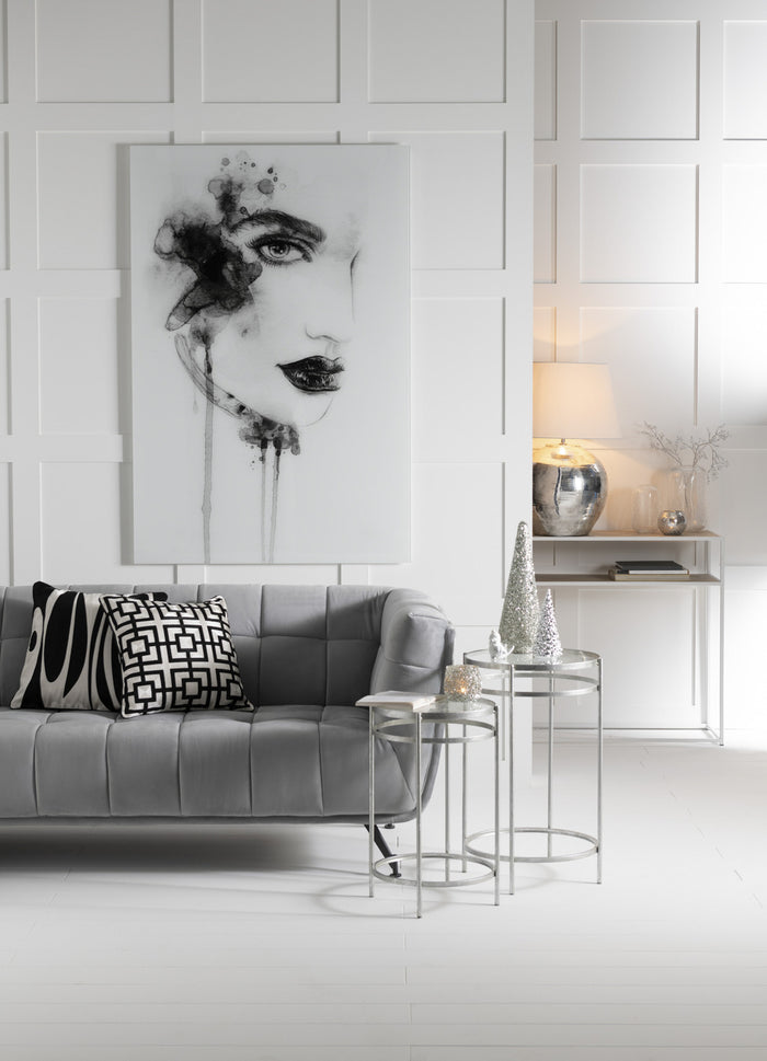 Wall Decoration Aquarel Glass/Paper White/Black