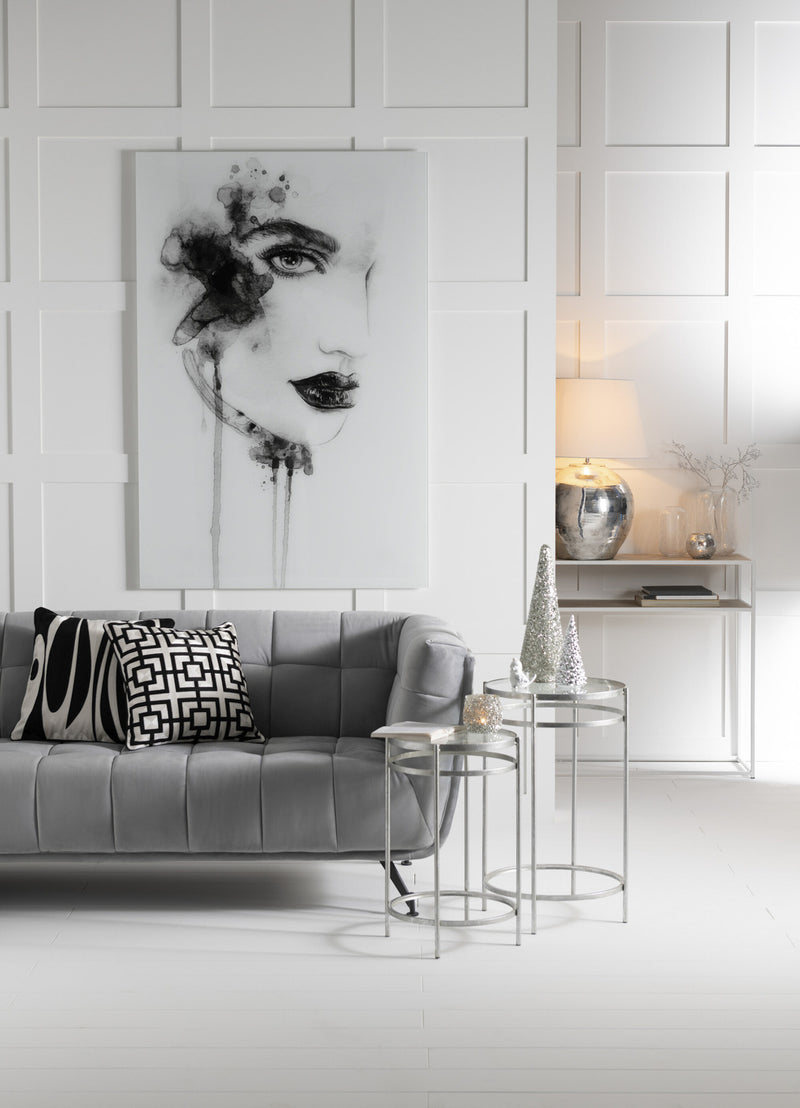 Wall Decoration Aquarel Glass/Paper White/Black