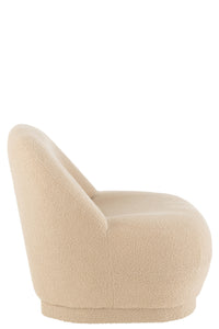 Stool Teddy Velvet White Warm Beige