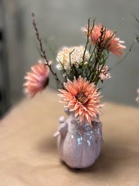 ~ vaasje bird inclusief zijdenbloemen