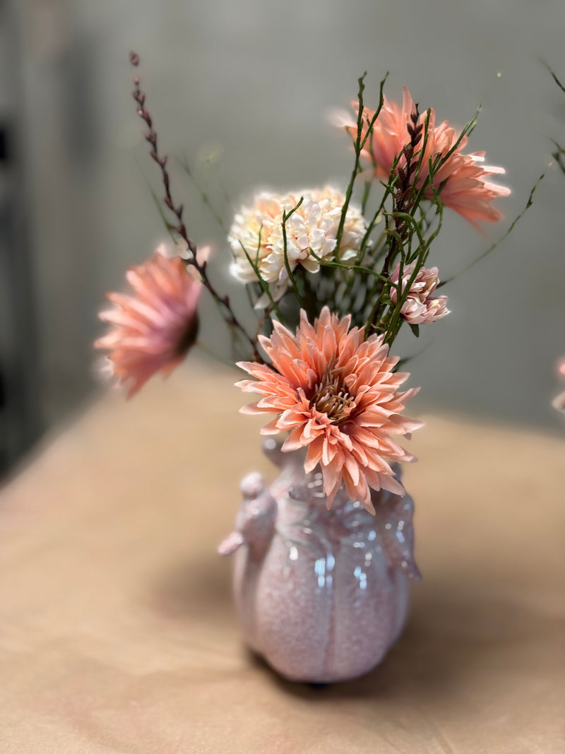 ~ vaasje bird inclusief zijdenbloemen