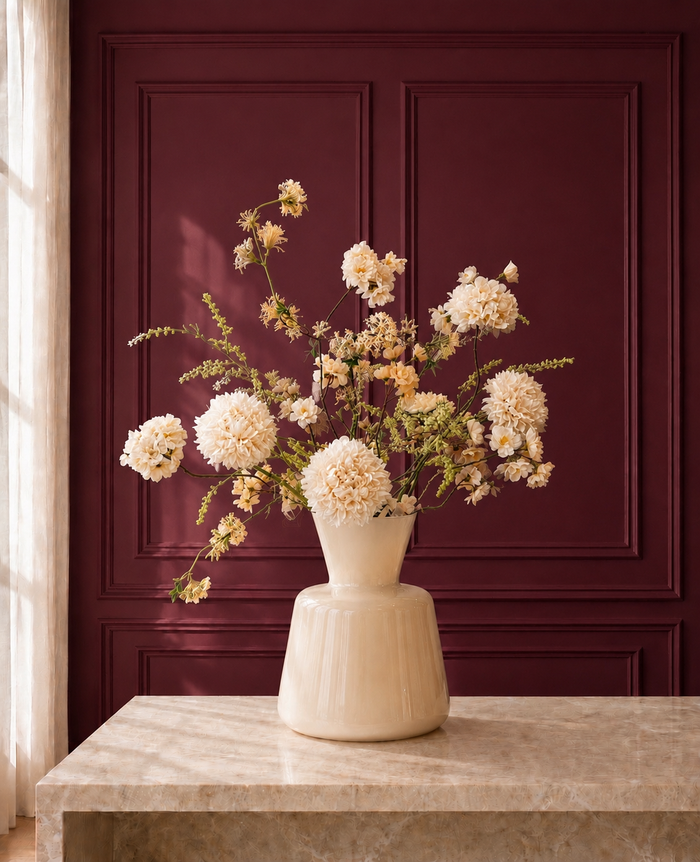 Speciale aanbieding ~ Vaas inclusief Zijdenboeket Ivory garden