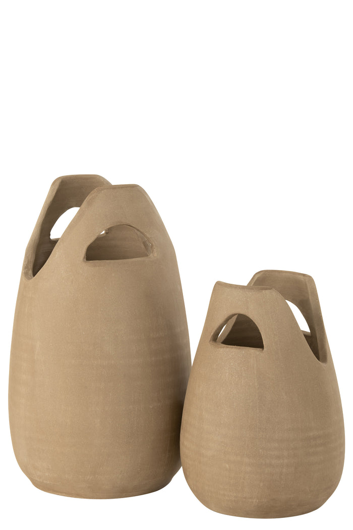 VAAS HANDVAT KERAMIEK BEIGE LARGE