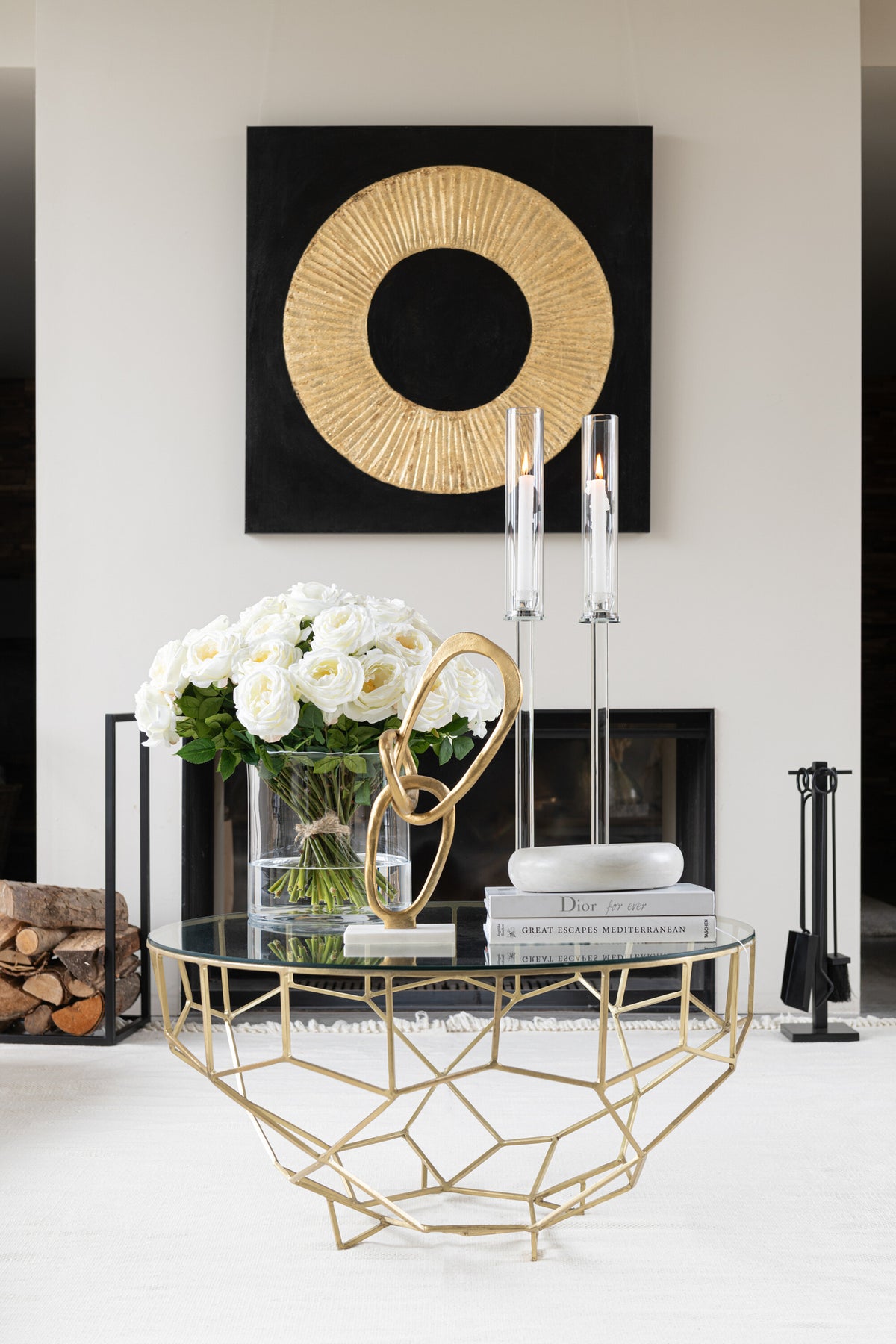 Table Moza Metal/Glass Gold