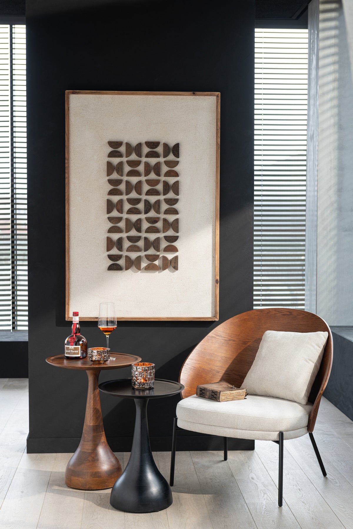 Lounge Chair Lone Ply Wood/Metal Brown/Grey
