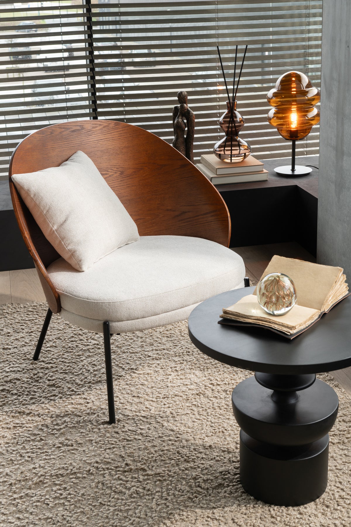 Lounge Chair Lone Ply Wood/Metal Brown/Grey