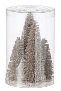 Box Of 4 Christmas Tree Deco Glitters Plastic Greige