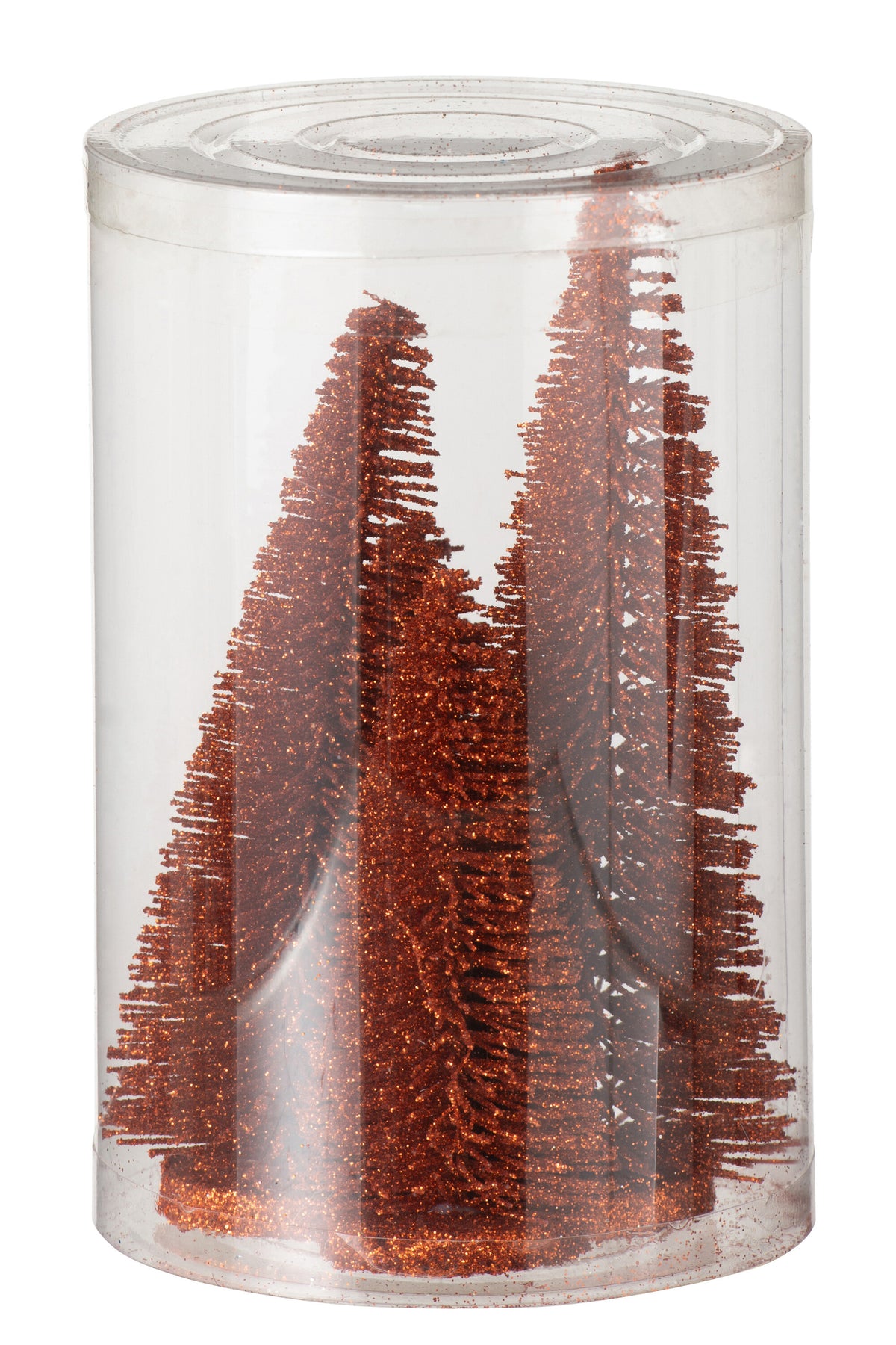 Box Of 4 Christmas Tree Deco Glitters Plastic Copper