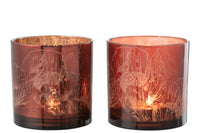 Hurricane Flowers Glass Bordeaux/Antique Bordeaux Large Assortment Of 2