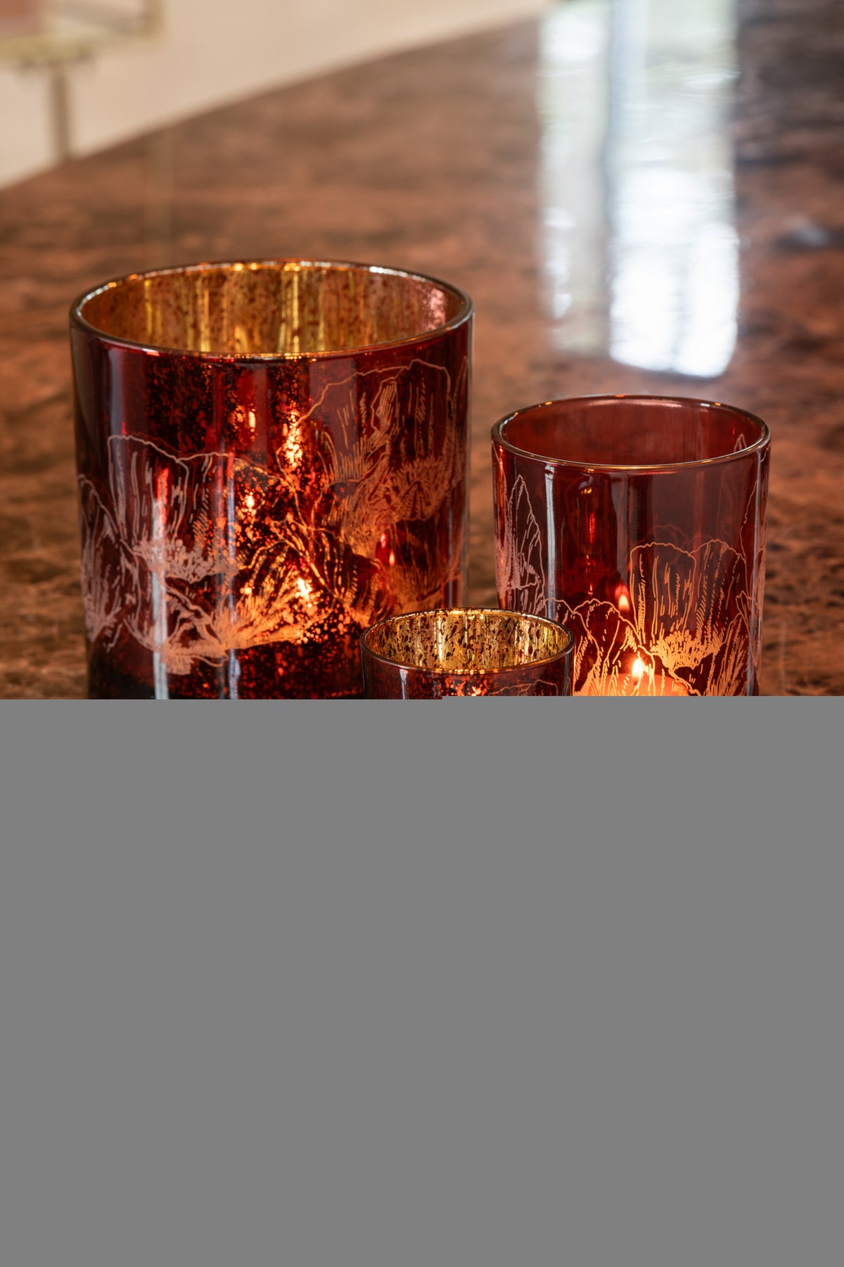 Hurricane Flowers Glass Bordeaux/Antique Bordeaux Large Assortment Of 2