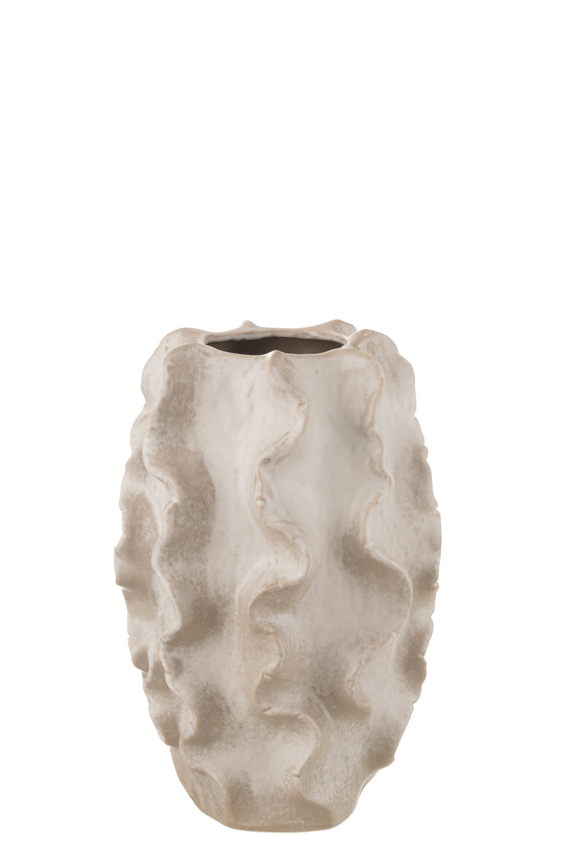 Vase Abstract Waves Clay Beige Small