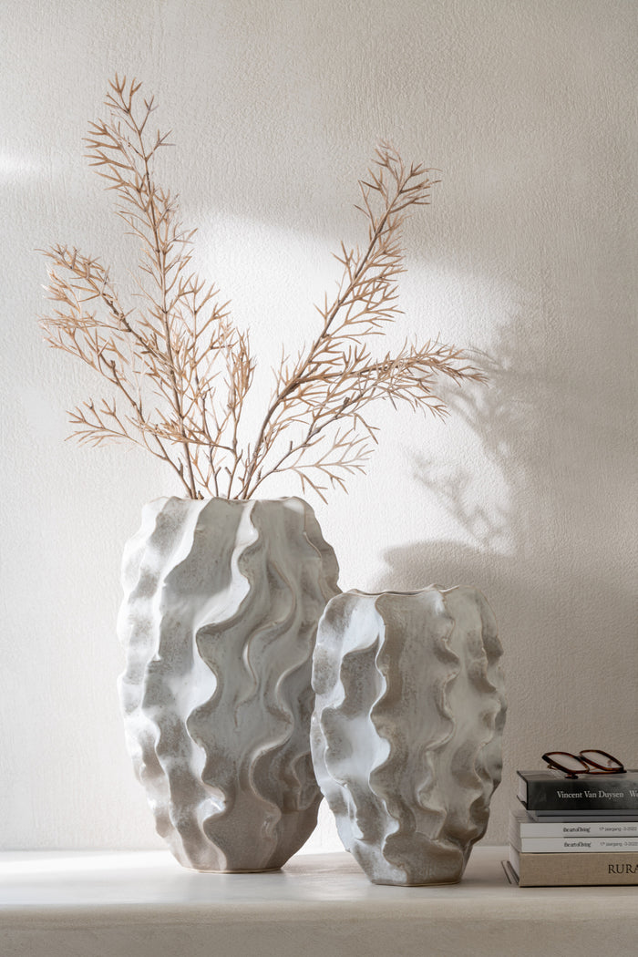 Vase Abstract Waves Clay Beige Large