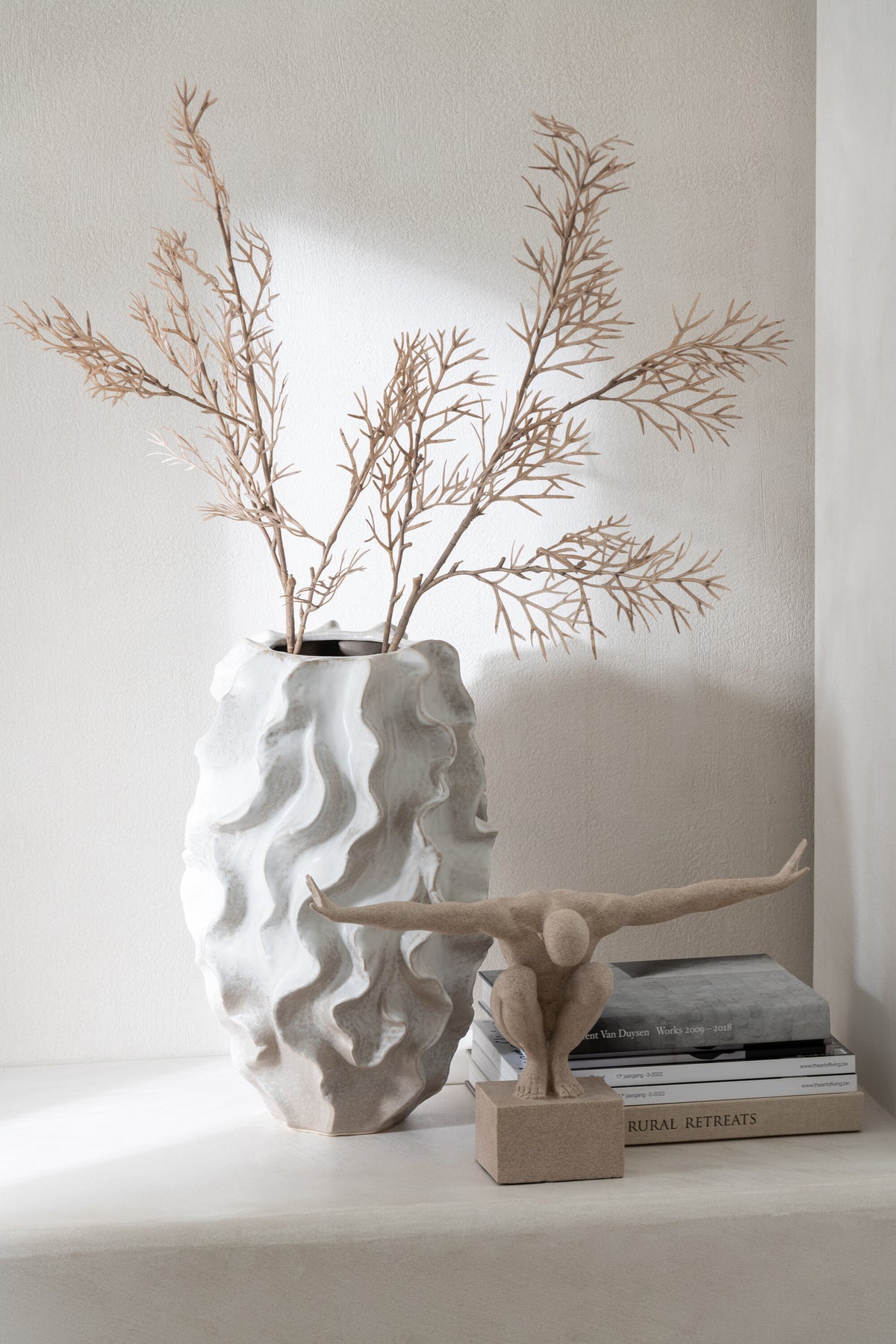 Vase Abstract Waves Clay Beige Large