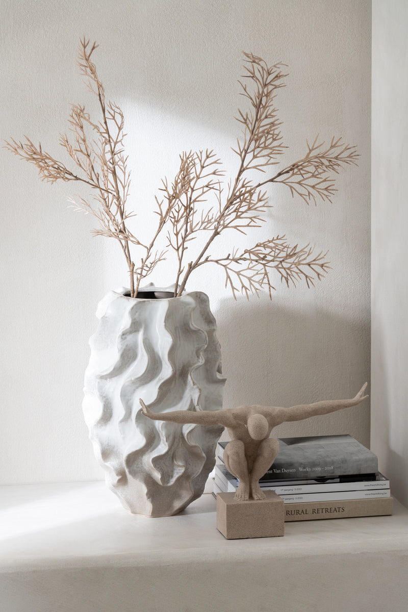 Vase Abstract Waves Clay Beige Large