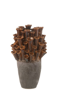 Vase Anemone Porcelain Brown/Grey Large