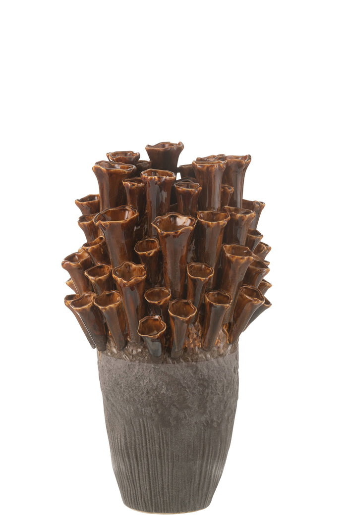 Vase Anemone Porcelain Brown/Grey Large