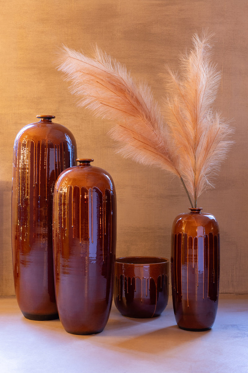 Vase Lee Terra Shiny Brown/Orange Medium