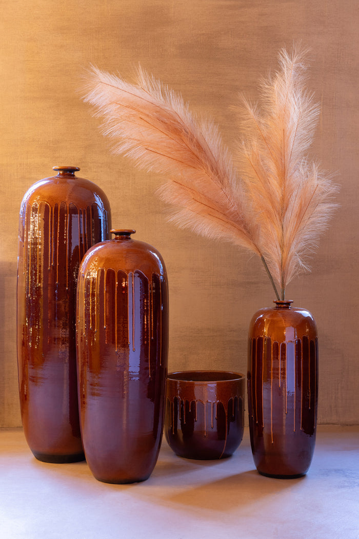 Vase Lee Terra Shiny Brown//Orange Large