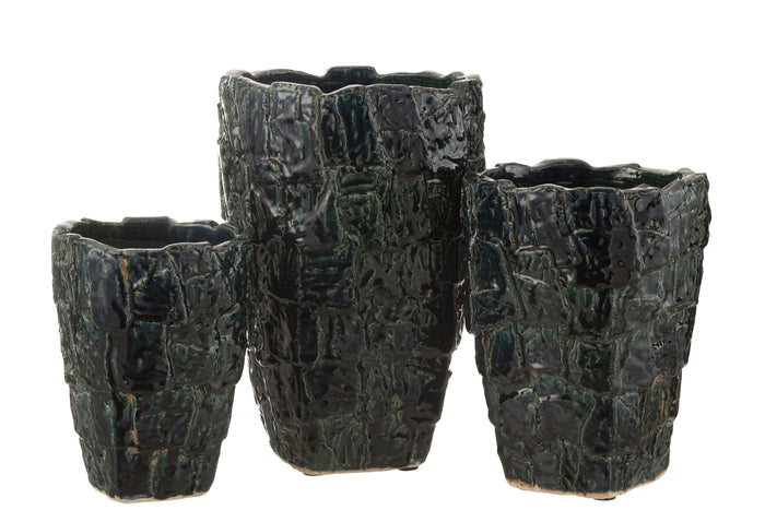 Vase Aoki Ceramic Petrol Green Large