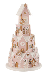 Gingerbread House Pink/White Large