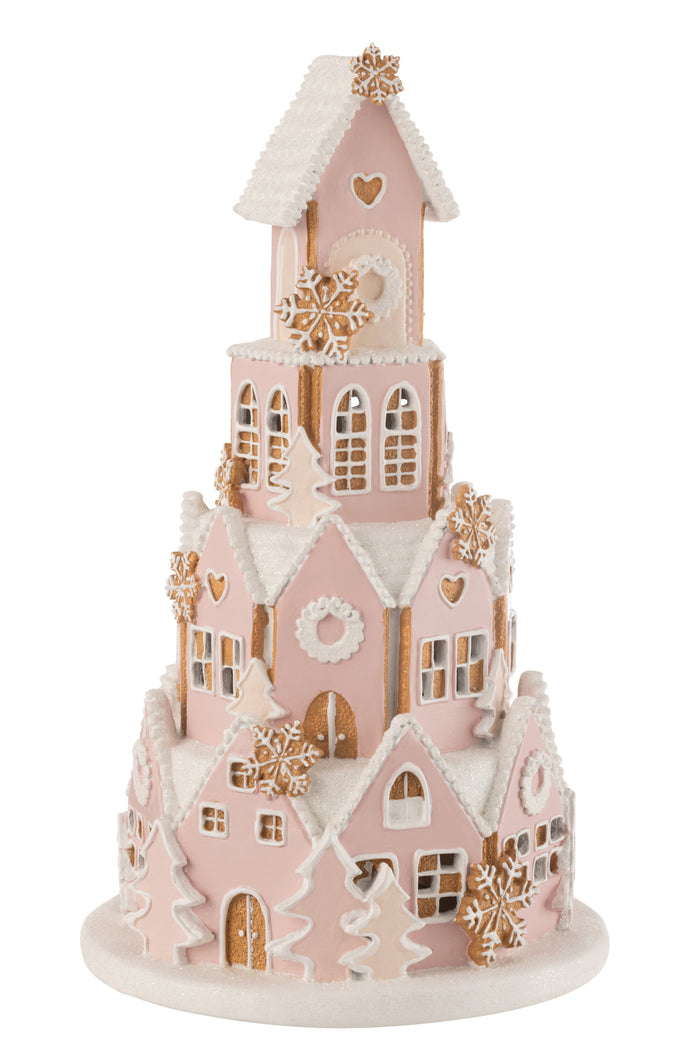 Gingerbread House Pink/White Large