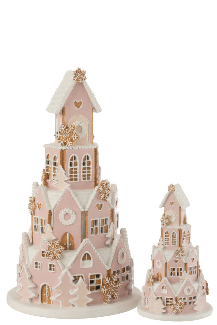Gingerbread House Pink/White Large