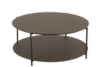 Coffee Table Round Mdf/Metal Dark Brown Small