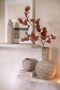 Vase Dune Globe Stoneware Beige/White