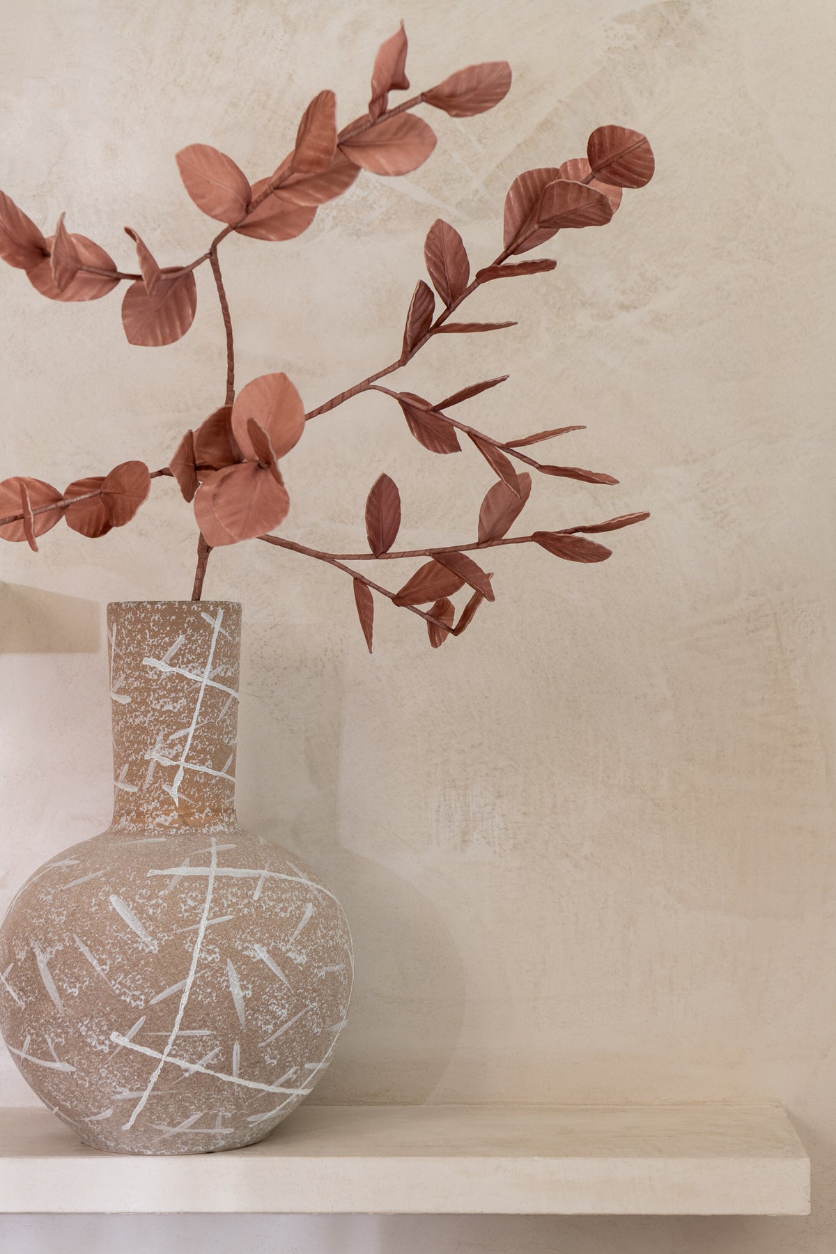 Vase Dune Globe Stoneware Beige/White