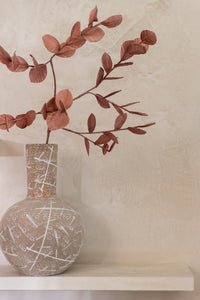 Vase Dune Globe Stoneware Beige/White