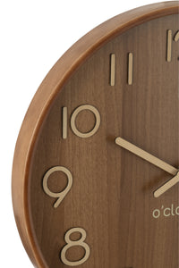 Wall Clock Plywood/Mdf Dark Natural Large