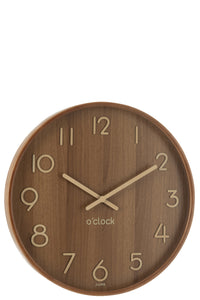 Wall Clock Plywood/Mdf Dark Natural Large