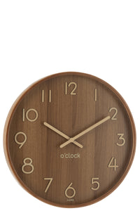 Wall Clock Plywood/Mdf Dark Natural Large