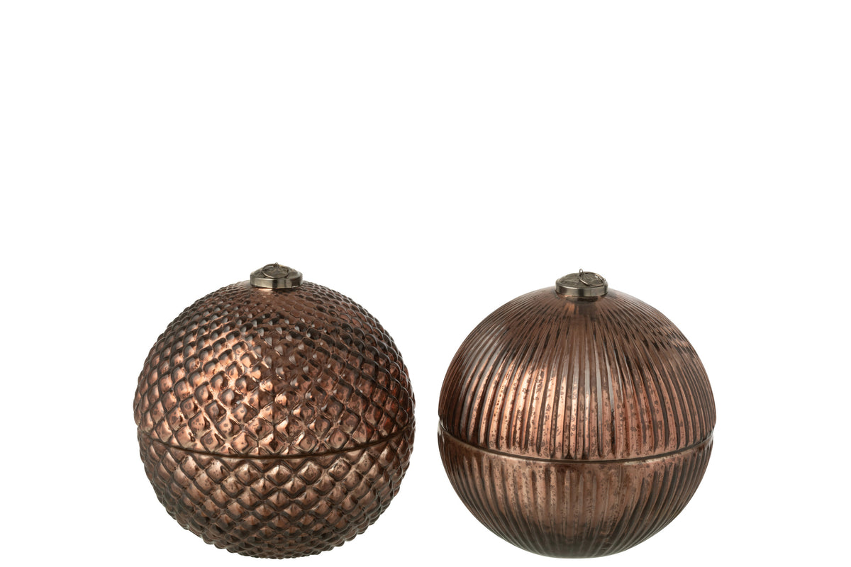 Scented Candle Christmas Bauble Glass Brown Large Assortment Of 2