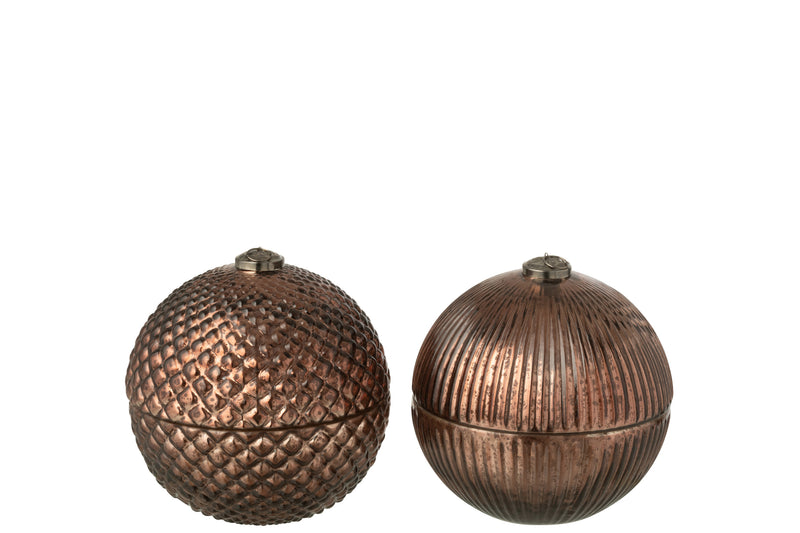 Scented Candle Christmas Bauble Glass Brown Large Assortment Of 2